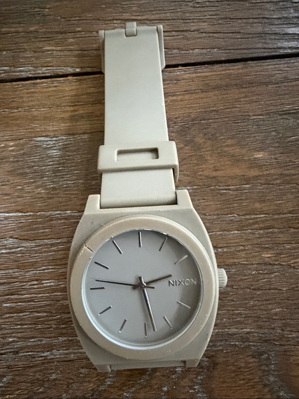 Nixon Beige Silicone Wristwatch with Minimal Dial